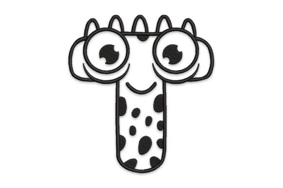 A Friendly Monster Letter T for Personalized Gift Embroidery
