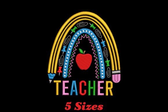 Rainbow Teacher Embroidery Design for Business Branding